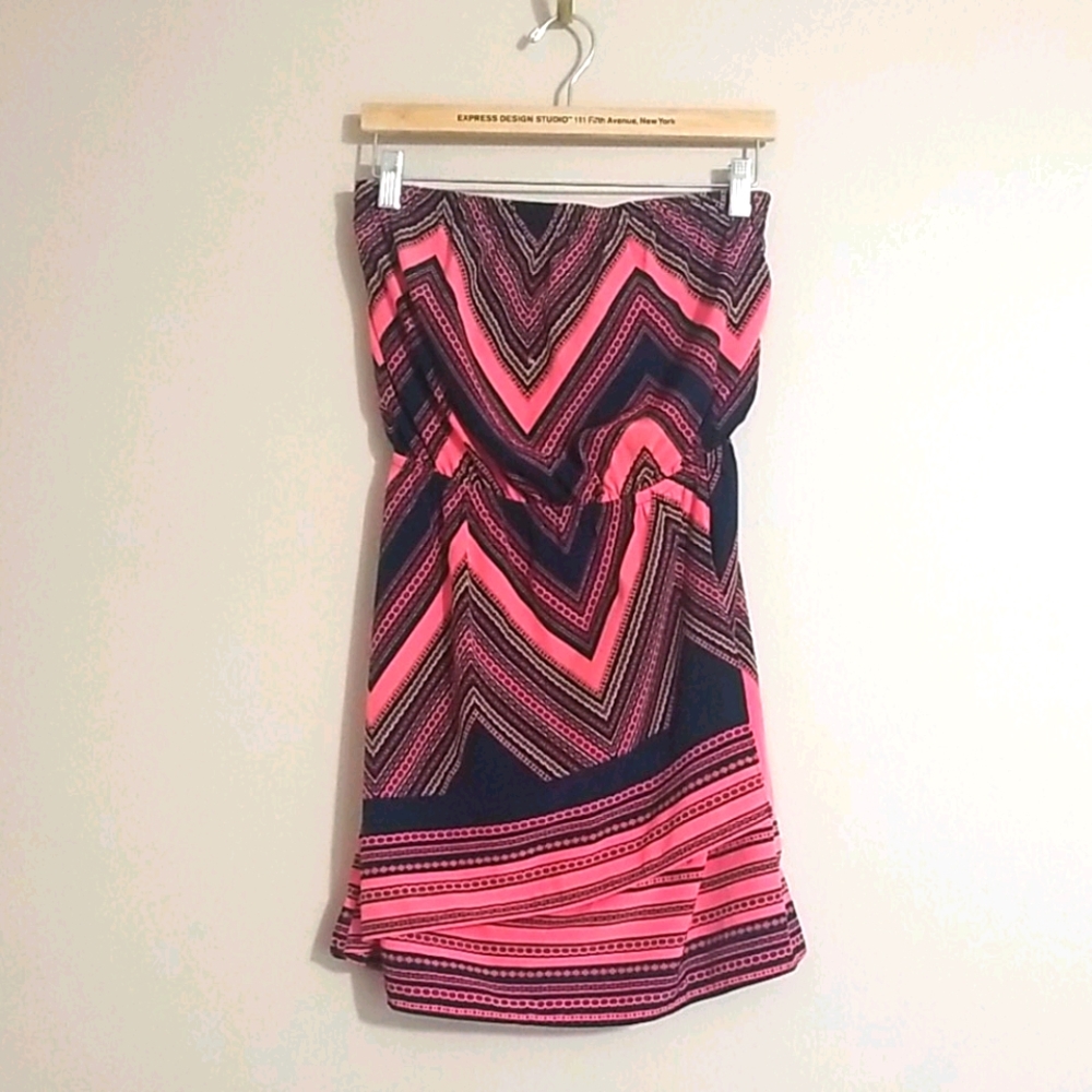 Express Strapless Bandana Print Dress